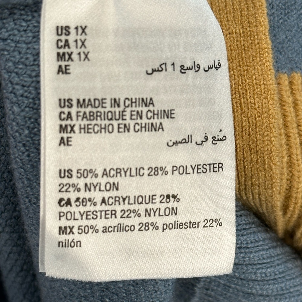 Style & Co Long Sleeve Geometric Print Mixed Media Cardigan - Blue - size 1X - Picture 7 of 11